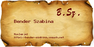 Bender Szabina névjegykártya